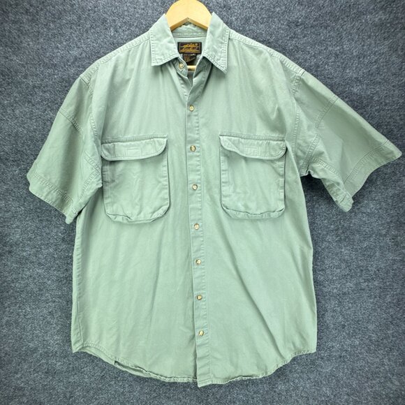 Vtg Eddie Bauer Shirt Mens Medium Green Utility Outdoor Button‎ Front Workwear - Picture 1 of 11